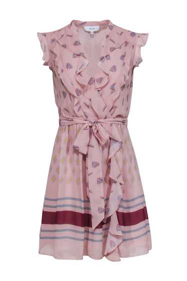 Reiss - Light Pink Abstract Print Flutter Sleeve D