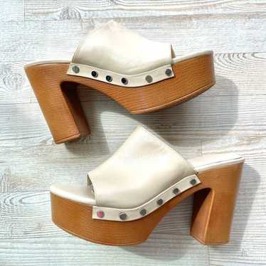 Zara Studded Chunky Platform Heels | Ivory Size 9.