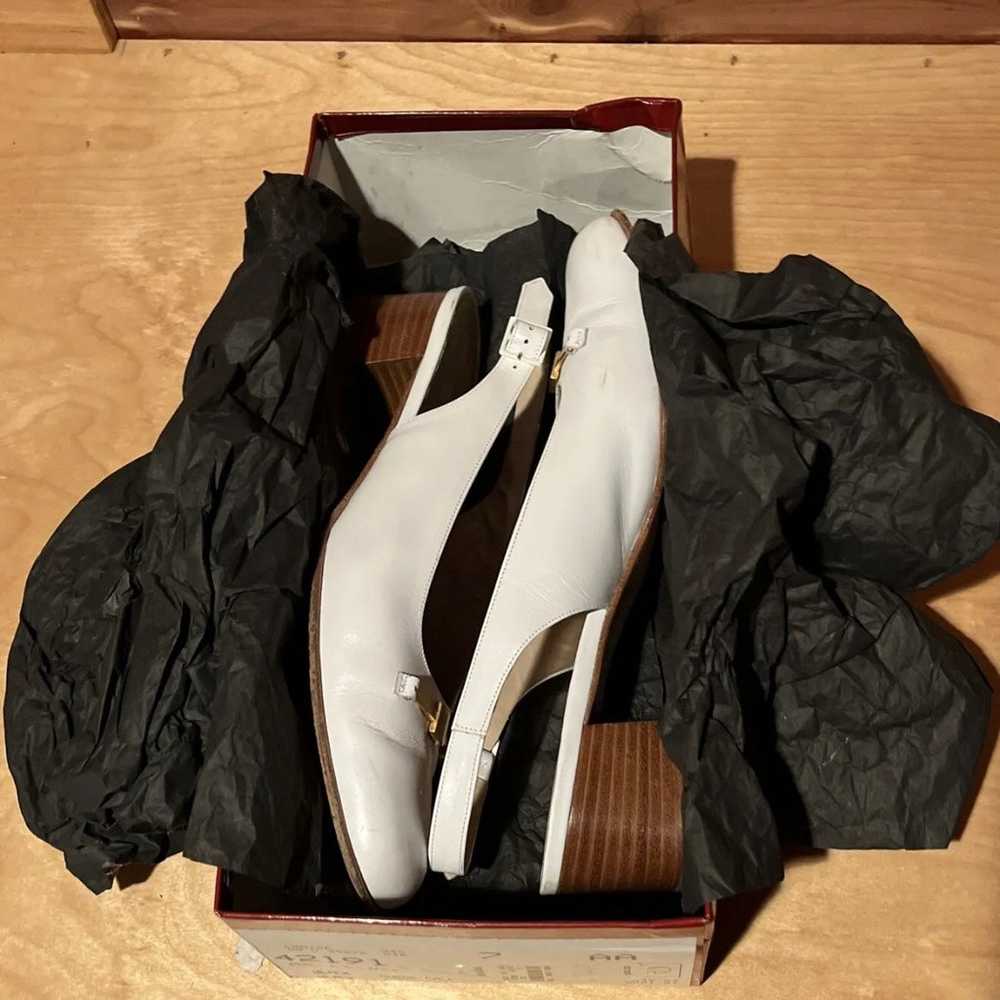 Vintage White Leather Salvatore Ferragamo Mary Ja… - image 9
