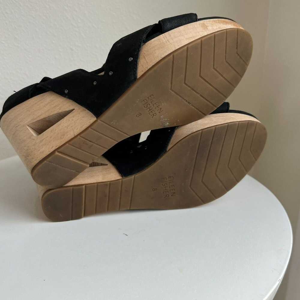 Eileen Fisher Wedge Heel Sandal 8 Suede Leather U… - image 4
