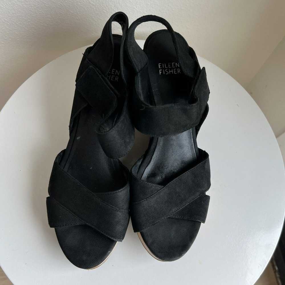 Eileen Fisher Wedge Heel Sandal 8 Suede Leather U… - image 5