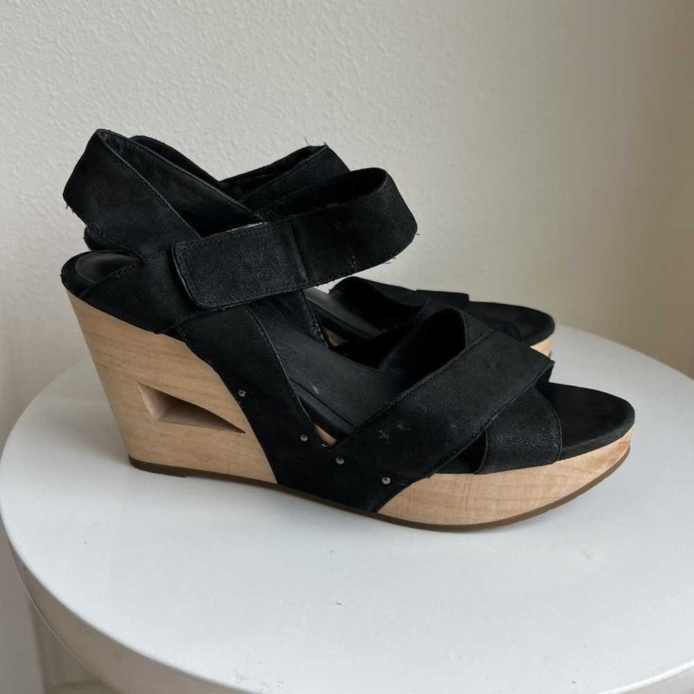 Eileen Fisher Wedge Heel Sandal 8 Suede Leather U… - image 8