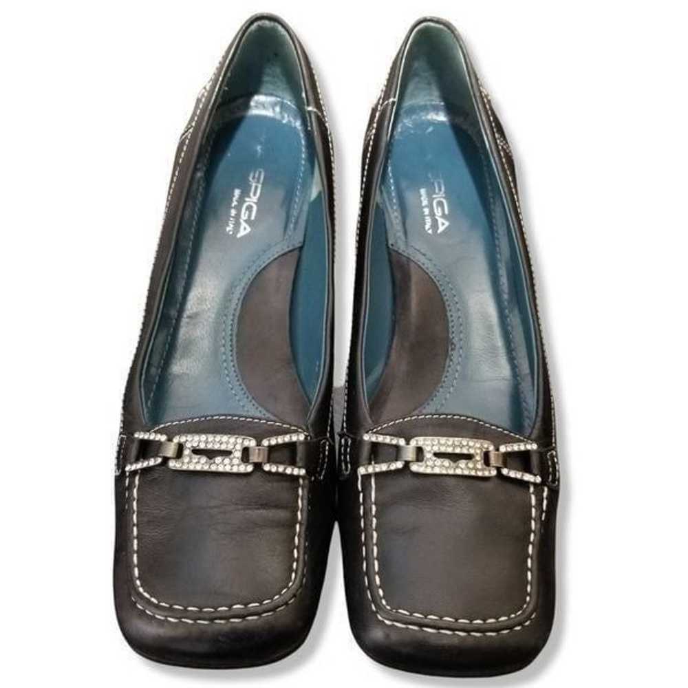Via Spiga Italian Leather Kitten Heel Loafers w/ … - image 2