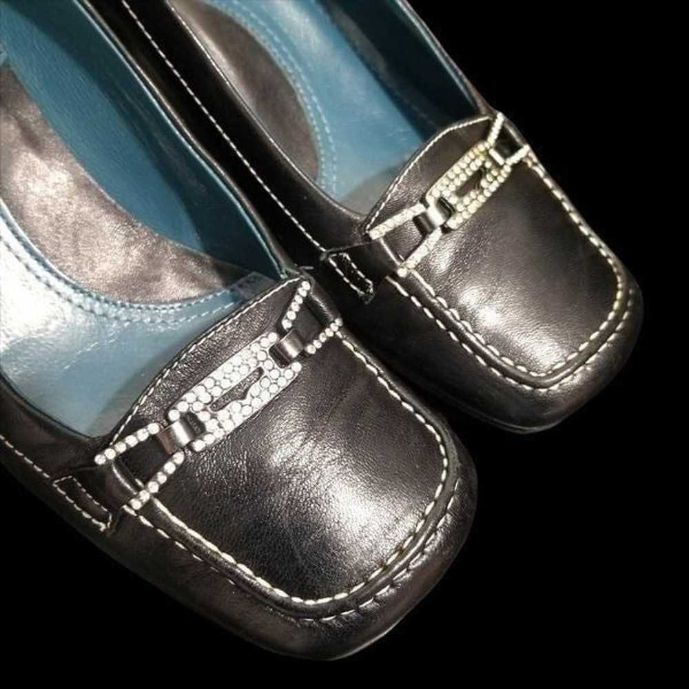 Via Spiga Italian Leather Kitten Heel Loafers w/ … - image 4