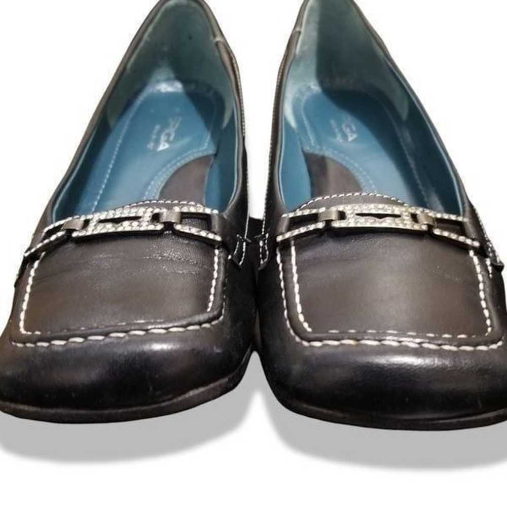 Via Spiga Italian Leather Kitten Heel Loafers w/ … - image 5