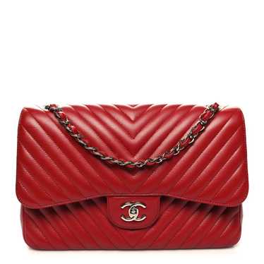 CHANEL Caviar Chevron Quilted Jumbo Double Flap Re