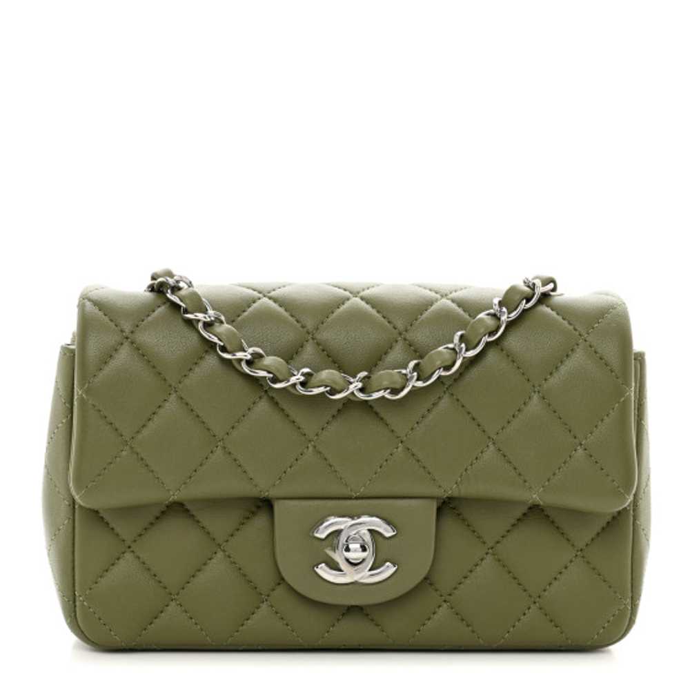 CHANEL Lambskin Quilted Mini Rectangular Flap Gre… - image 1
