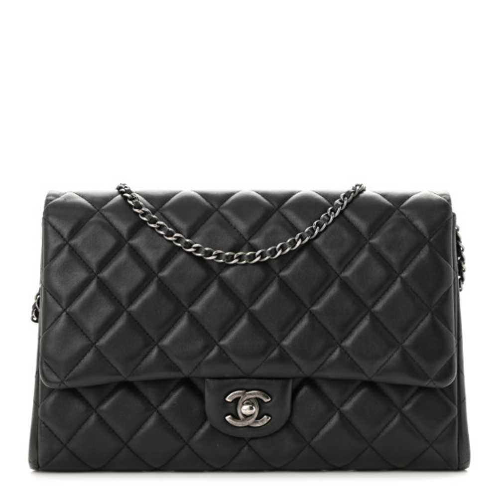CHANEL Lambskin Quilted Clutch With Chain Flap Bl… - image 1