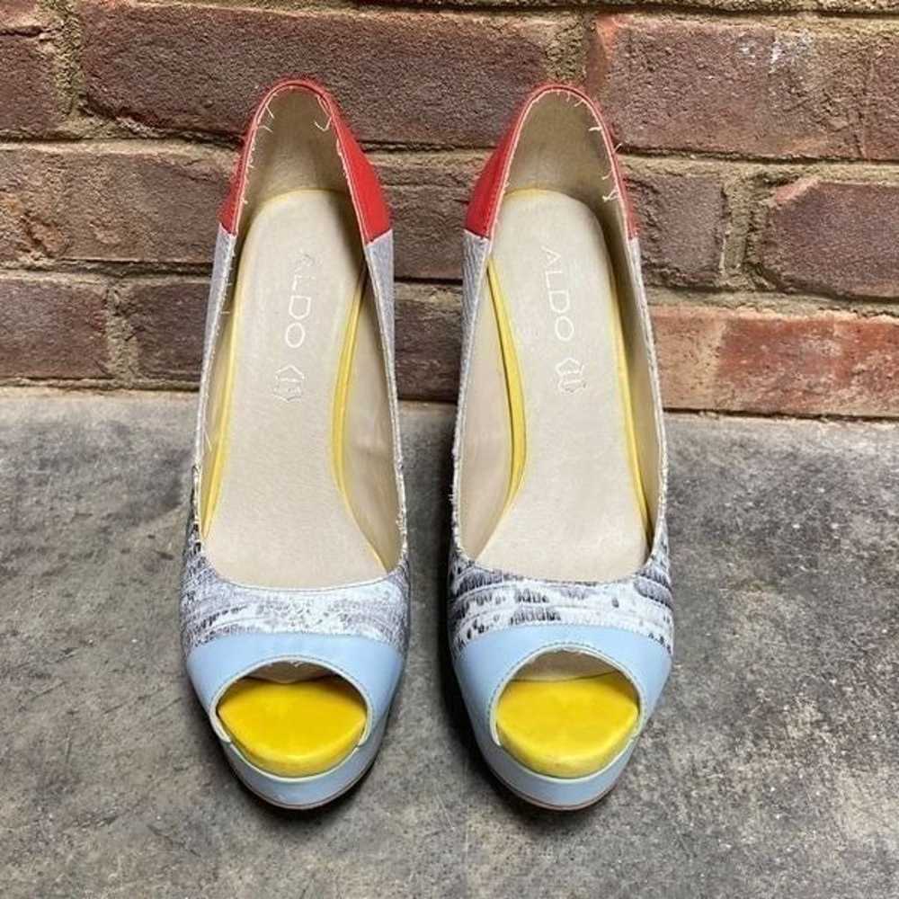 Aldo Multi Color Leather Peep Toe Stiletto Heels … - image 3