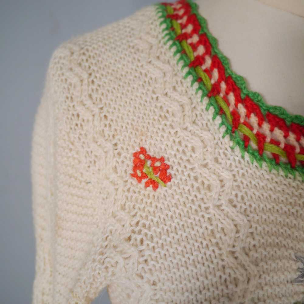 40s EMBROIDERED HANDKNIT AUSTRIAN TYROLEAN FOLKLO… - image 12