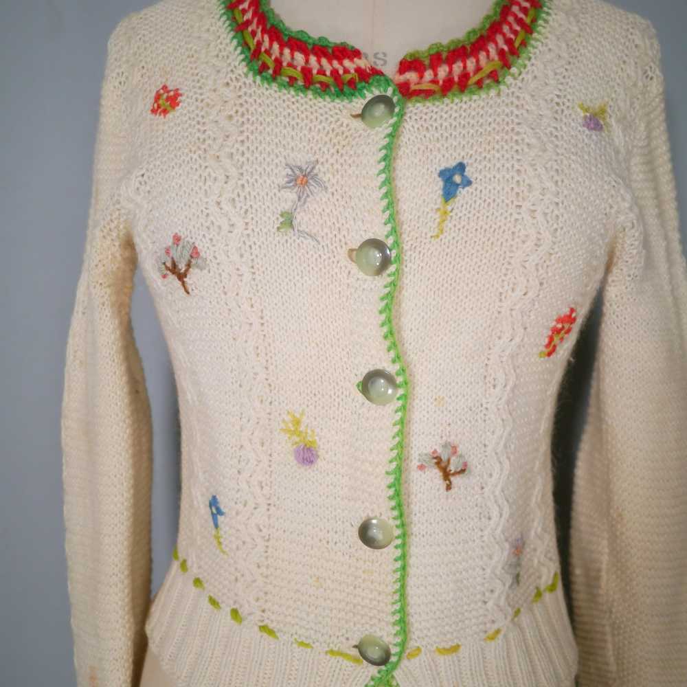 40s EMBROIDERED HANDKNIT AUSTRIAN TYROLEAN FOLKLO… - image 6