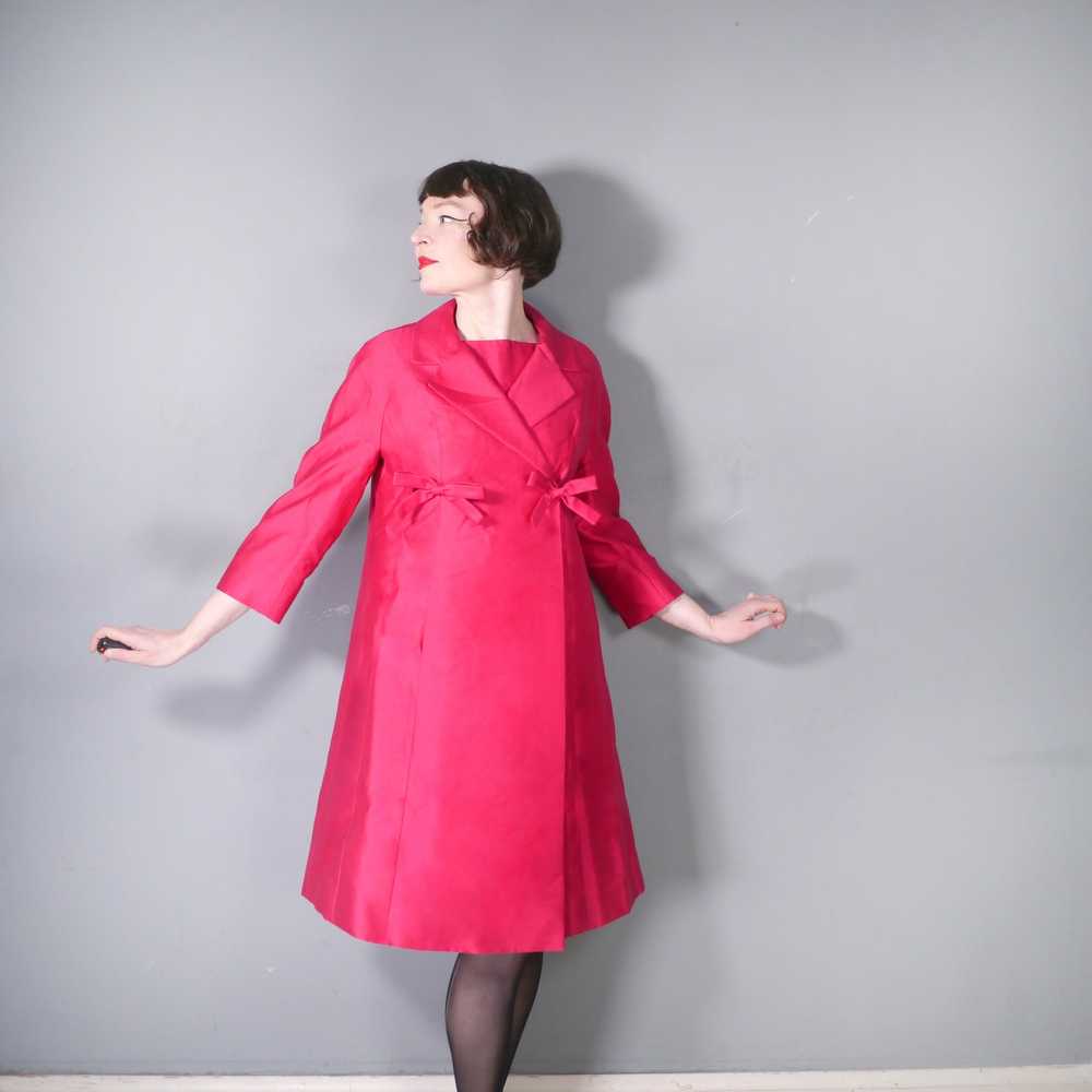 60s JEAN PATOU SHOCKING PINK SHIFT DRESS AND COAT… - image 1