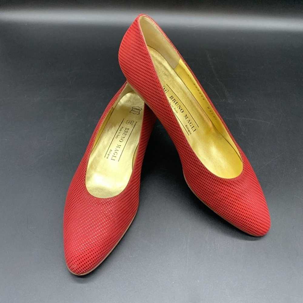 Vintage New Bruno Magli Women’s Red Block Heel Sh… - image 1