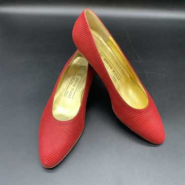 Vintage New Bruno Magli Women’s Red Block Heel Sh… - image 1
