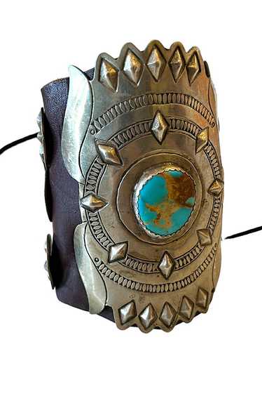 Vintage Turquoise Leather Cuff Selected by Persona