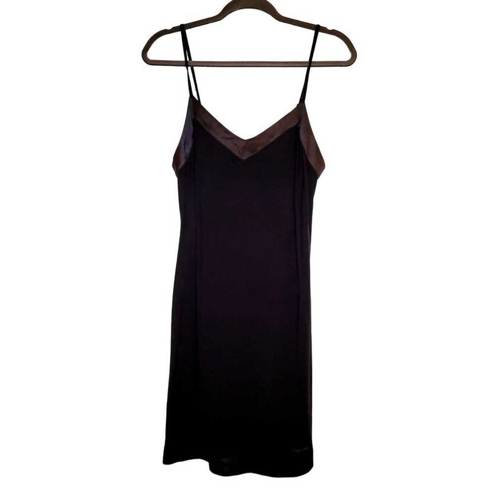 Calvin Klein satin trimmed black slip dress - image 1