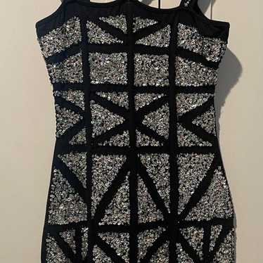 adrianna papell sequined mini dress