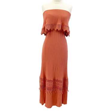 Daytrip Womens XS Strapless Crochet Maxi Dress Ru… - image 1