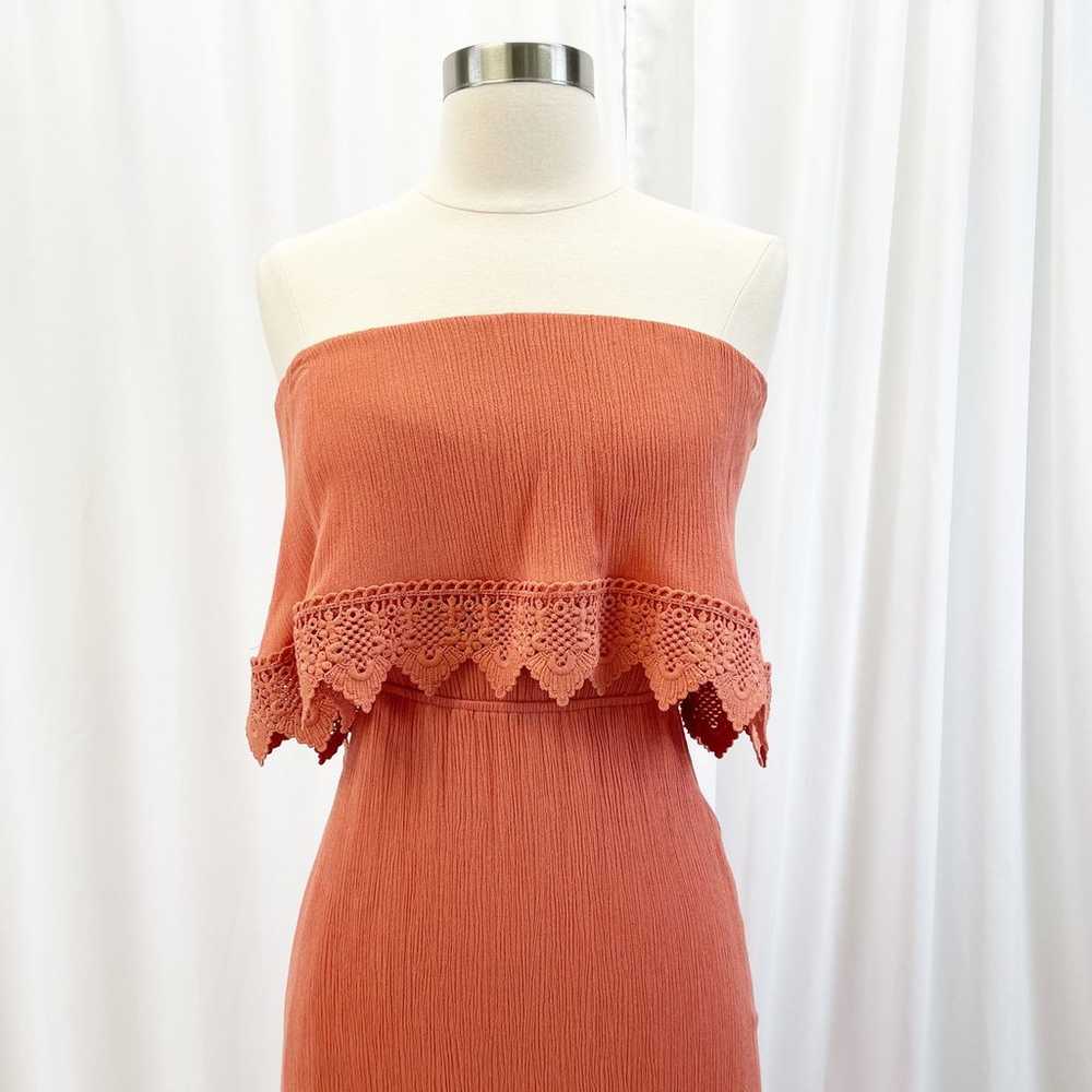Daytrip Womens XS Strapless Crochet Maxi Dress Ru… - image 3