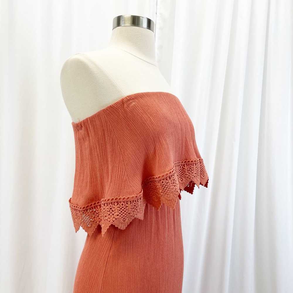 Daytrip Womens XS Strapless Crochet Maxi Dress Ru… - image 4