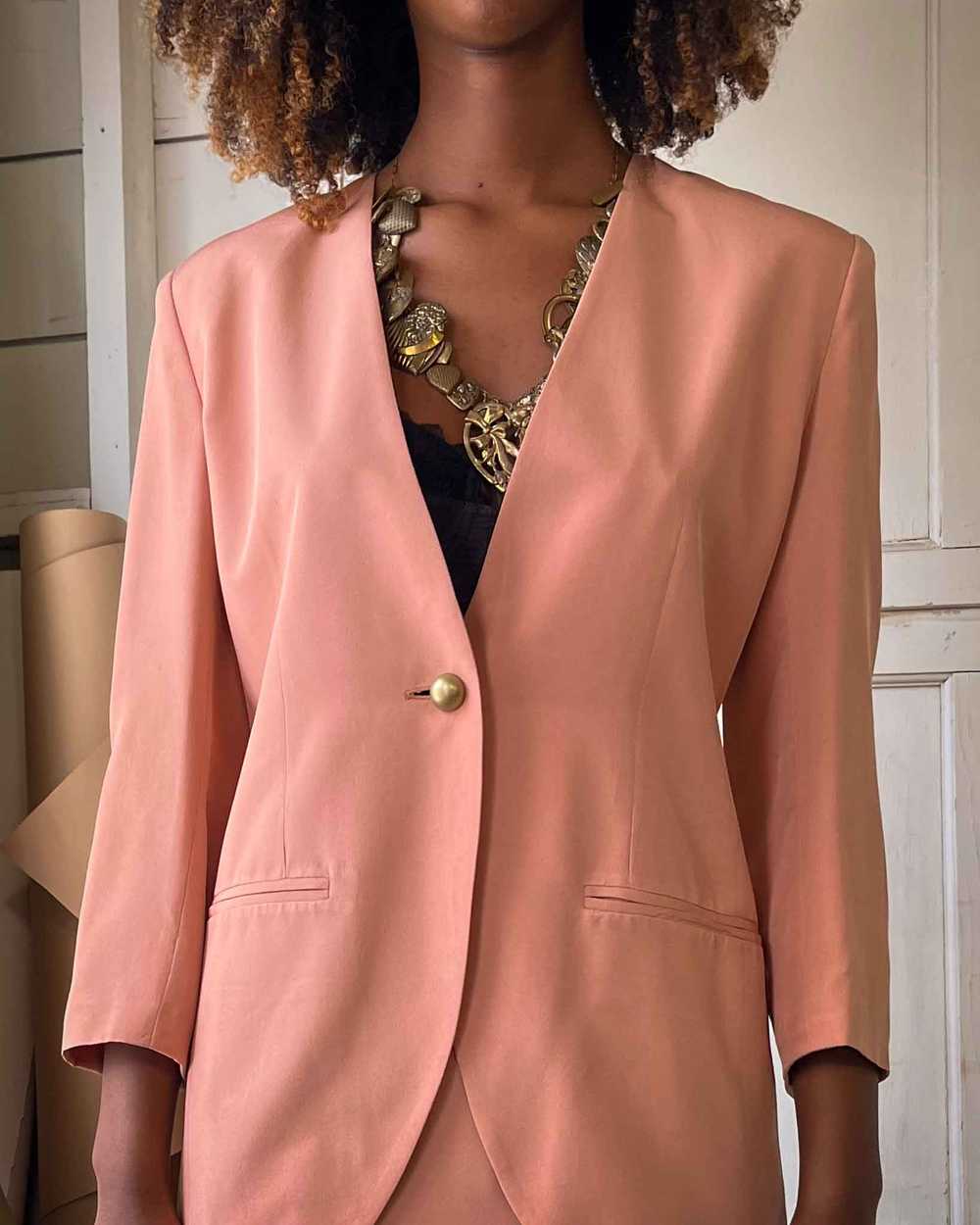 90s Pink Silk Skirt Suit - image 2