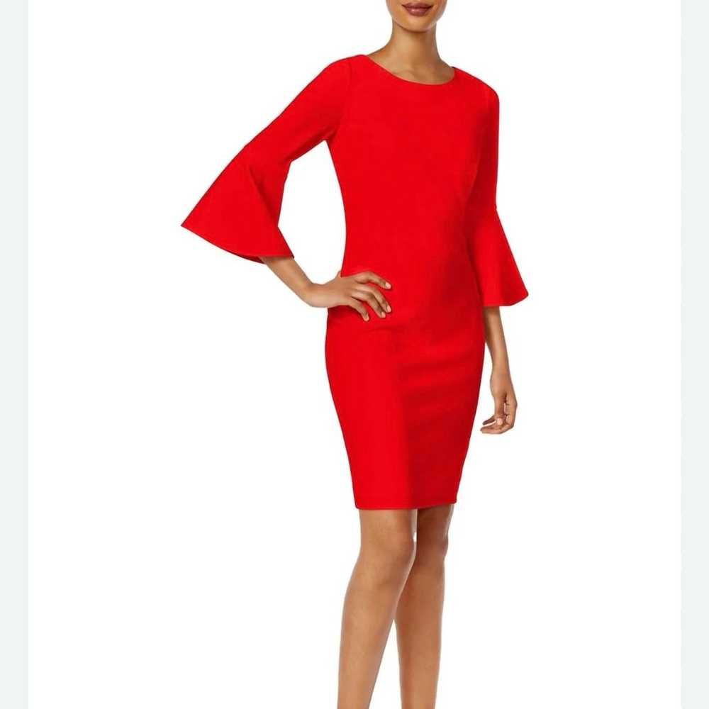 Calvin Klein red bell sleeve sheath dress - image 1