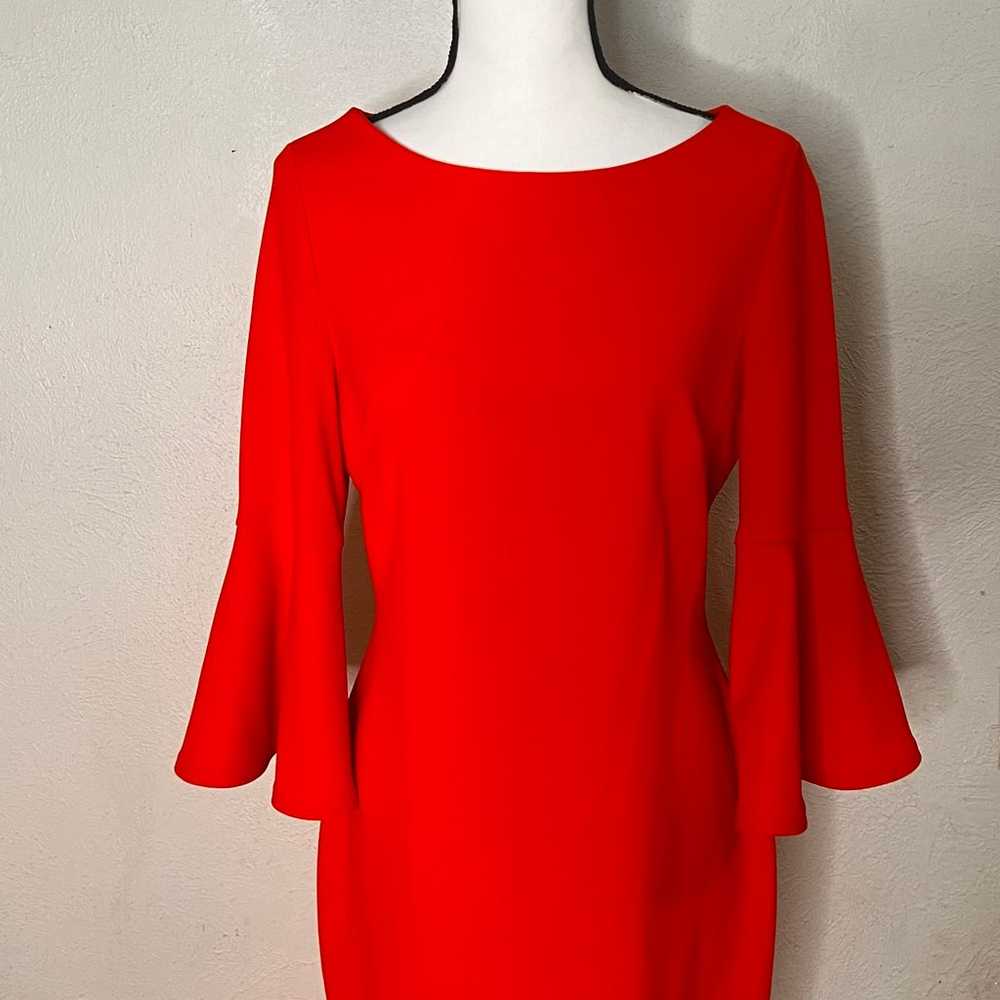 Calvin Klein red bell sleeve sheath dress - image 3