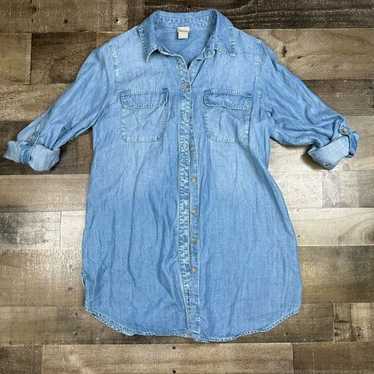 Chicos Women’s Size 1 Button Up Shirt Dress Chamb… - image 1
