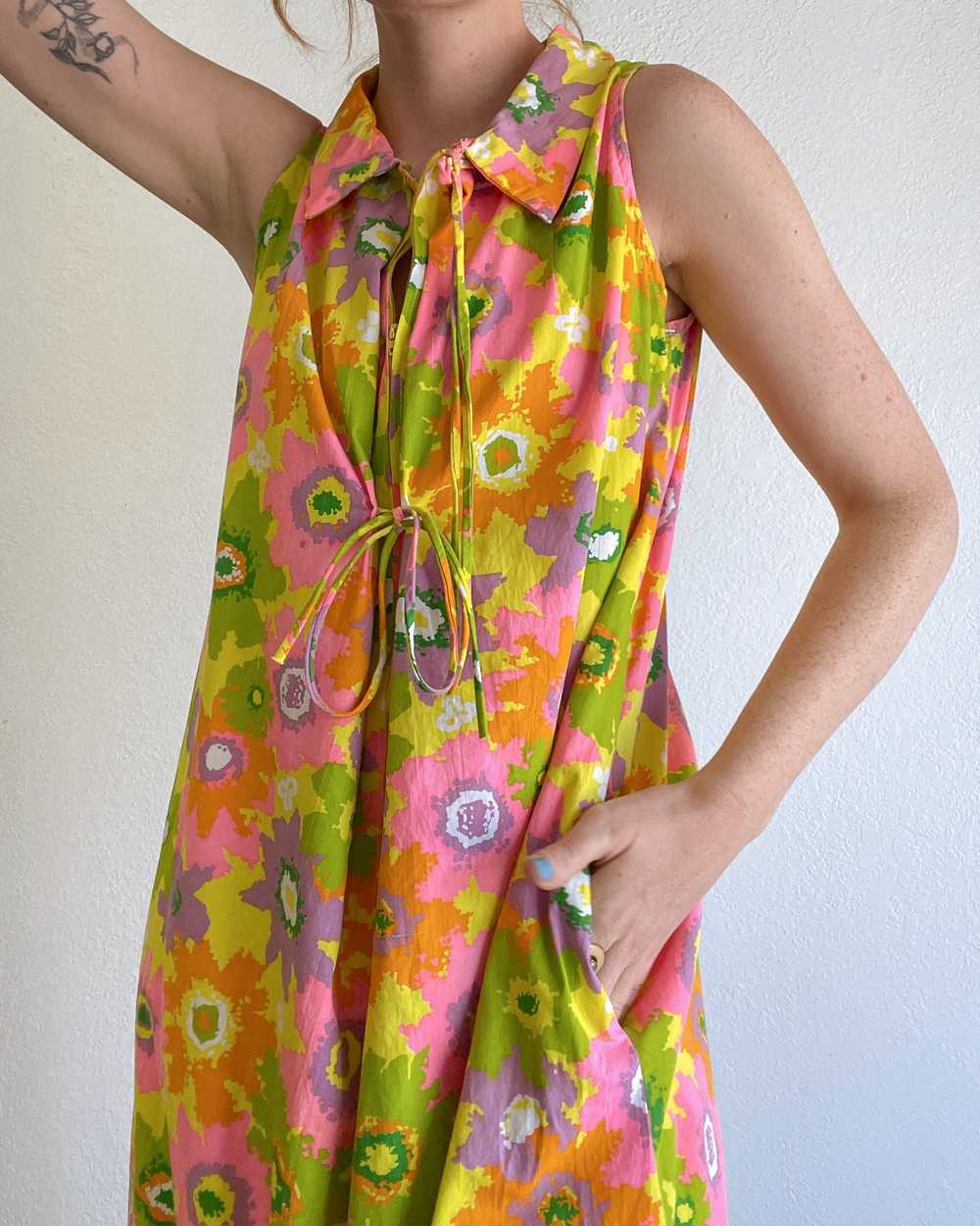 70s Floral Dress (XS-M) - image 2