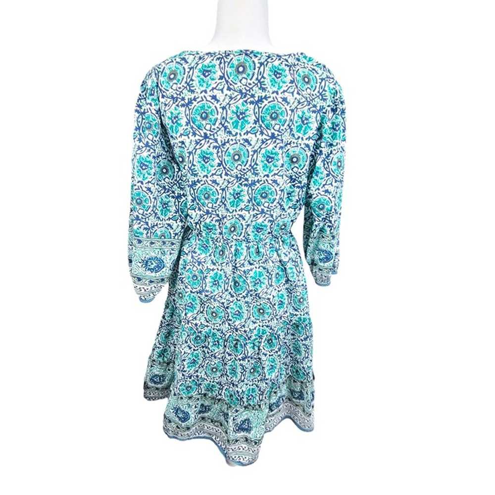 Soft Surroundings Boho Blue Printed Dress L Neris… - image 10