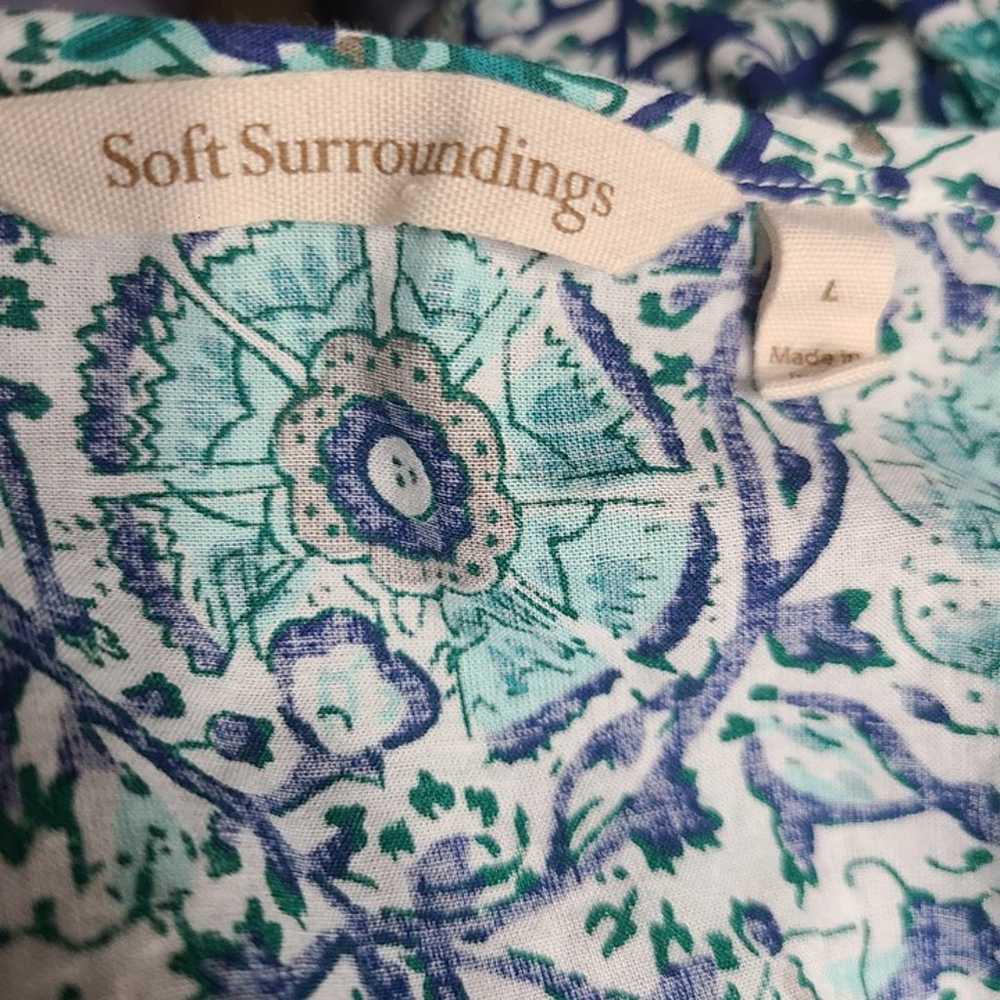 Soft Surroundings Boho Blue Printed Dress L Neris… - image 11