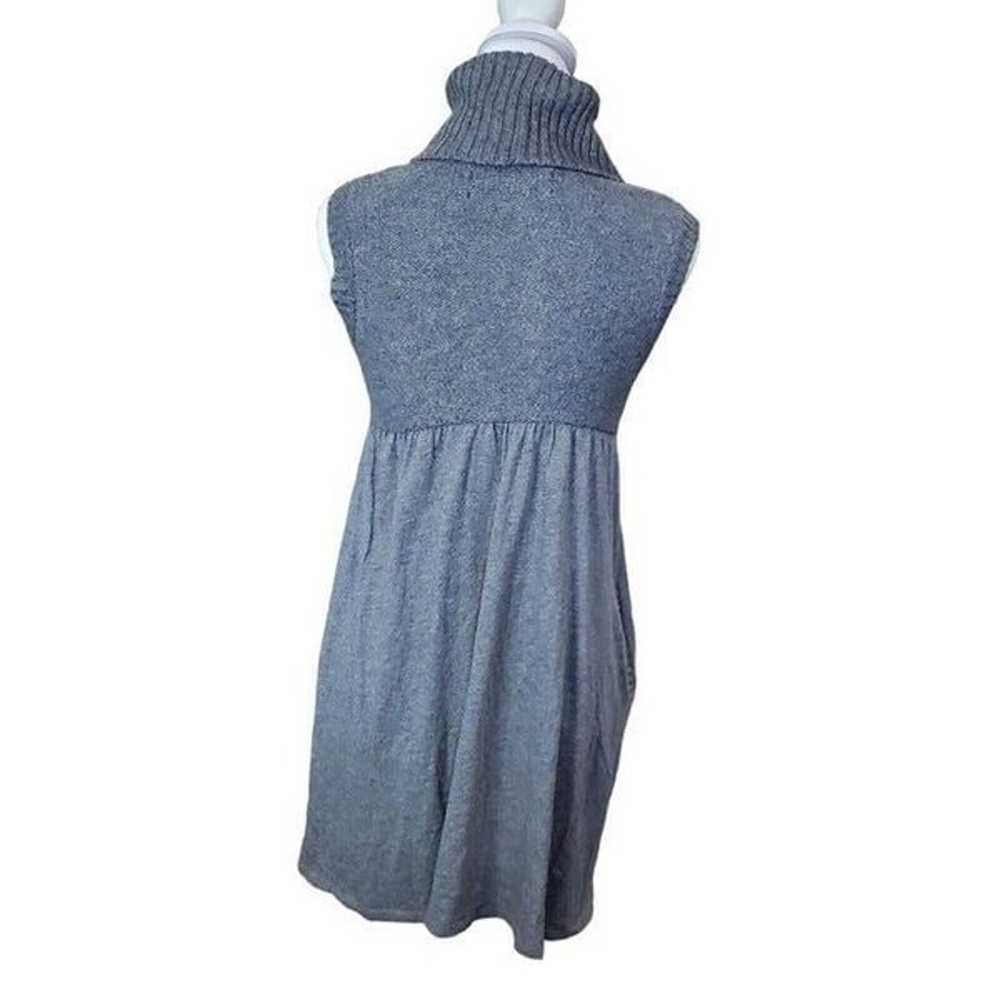 Y2K Turtleneck Babydoll Sweater Dress Gray Cable … - image 4