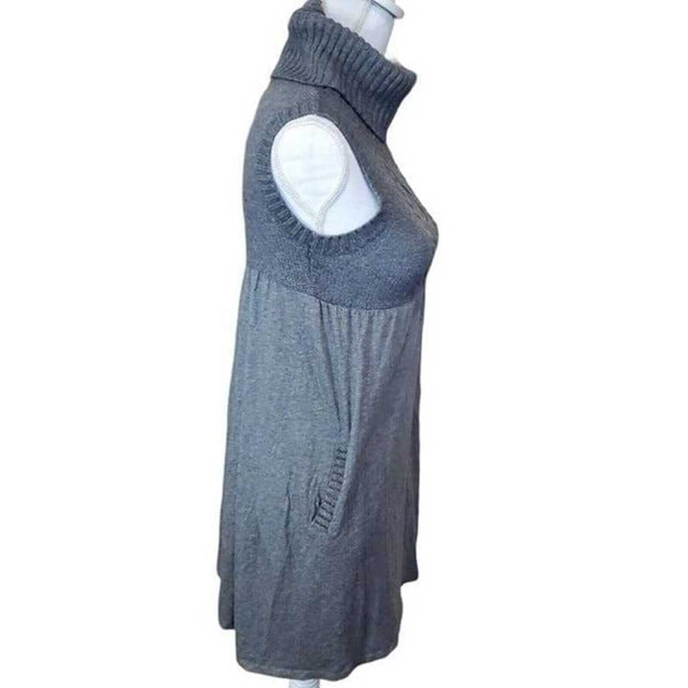 Y2K Turtleneck Babydoll Sweater Dress Gray Cable … - image 5