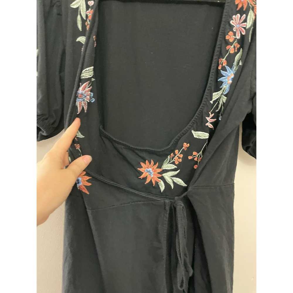 ASOS Black Embroidered 100% Cotton Mini Wrap Dres… - image 4