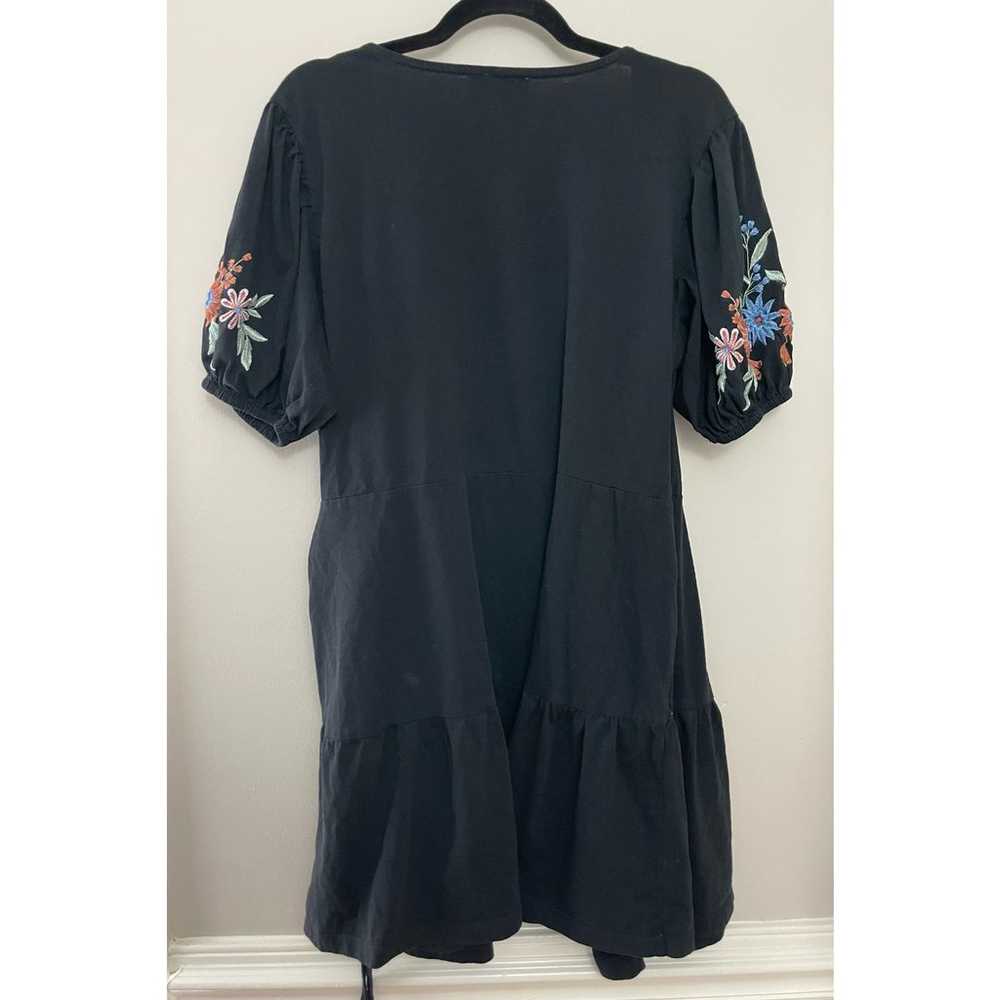 ASOS Black Embroidered 100% Cotton Mini Wrap Dres… - image 7