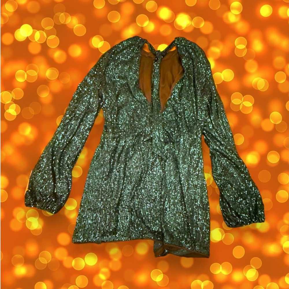 Lulus Forest Green Sequin Long Sleeve Party Rompe… - image 6