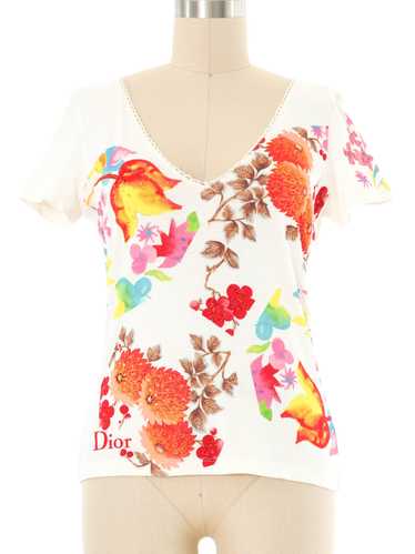 Christian Dior Flowers And Leaves Beaded Baby Tee