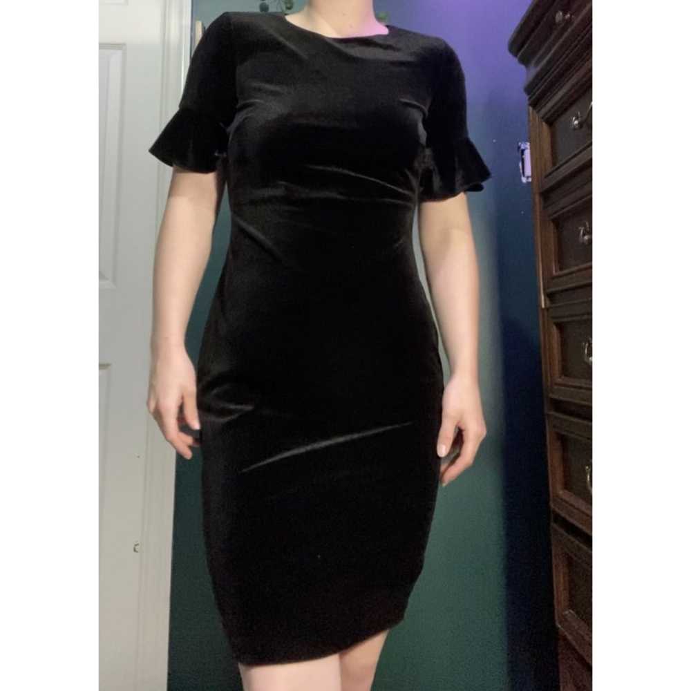Velvet Ruffle Sleeve Mini Bodycon Dress - image 2