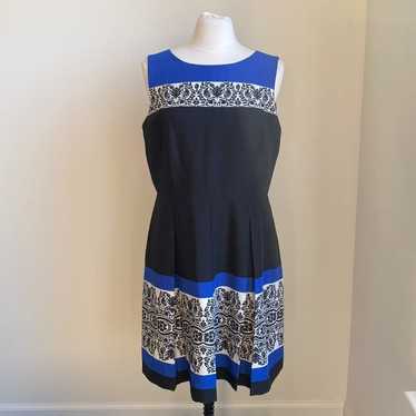 TAHARI Black Pleated Dress Size 14 Petite - image 1
