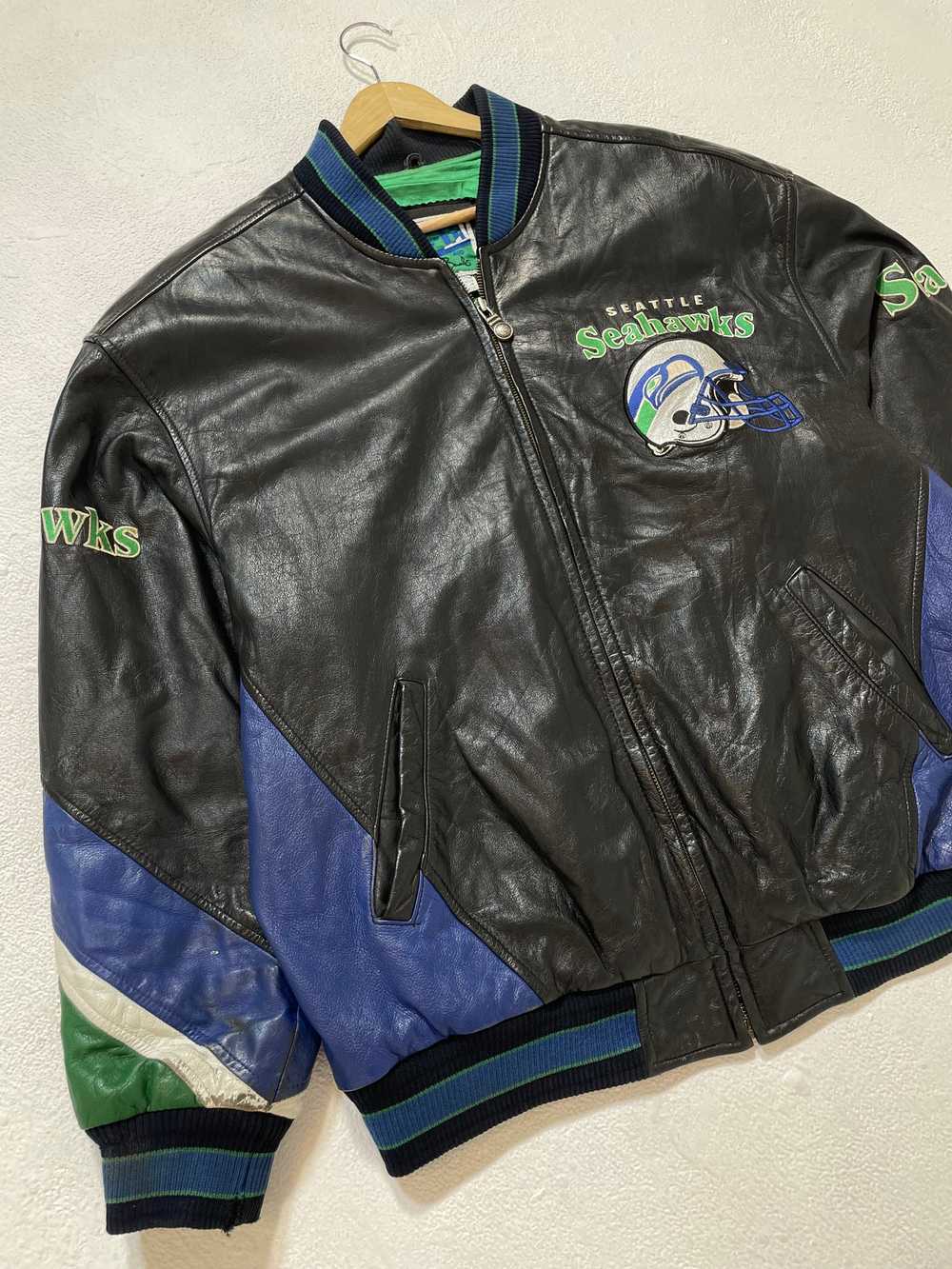 Vintage Seattle Seahawks Leather Jacket Sz. L - image 2