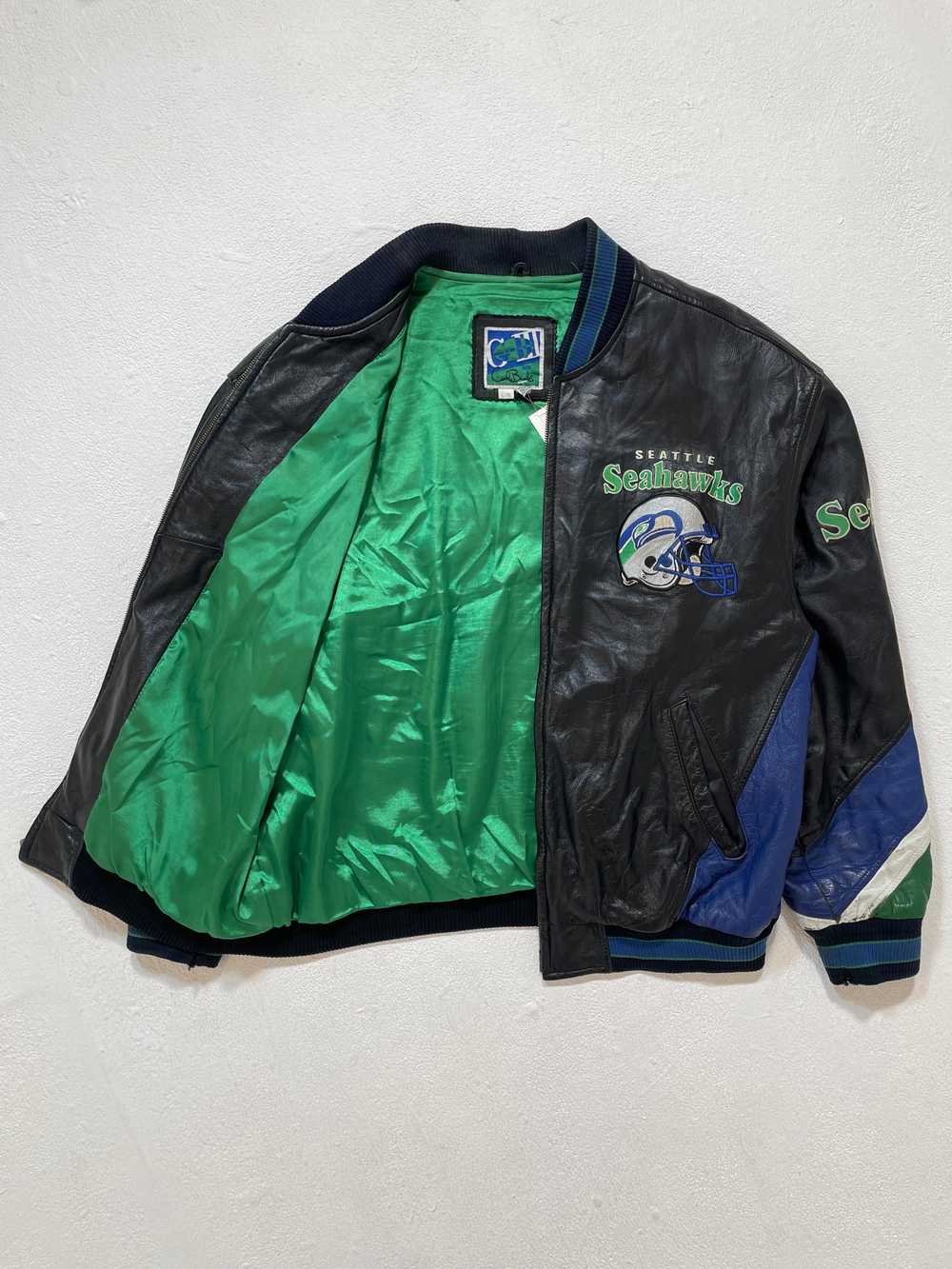 Vintage Seattle Seahawks Leather Jacket Sz. L - image 3