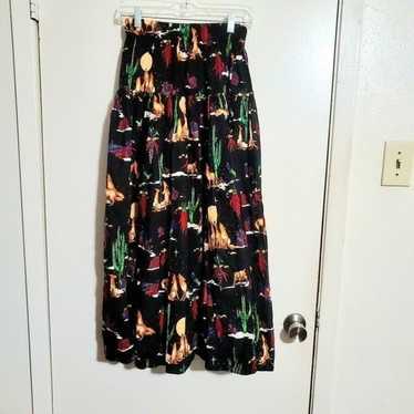 Ruffles Vintage Wolf Pack Print Womens Long Skirt 