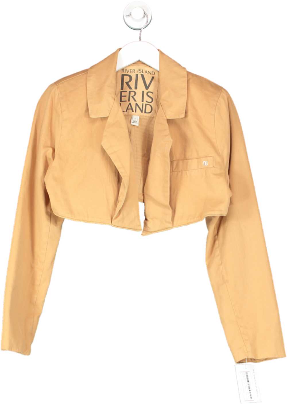 River Island Brown Cropped Cotton Blazer UK 8 - image 1