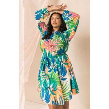 Flying Tomato Multicolor Tropical Print Long Slee… - image 1
