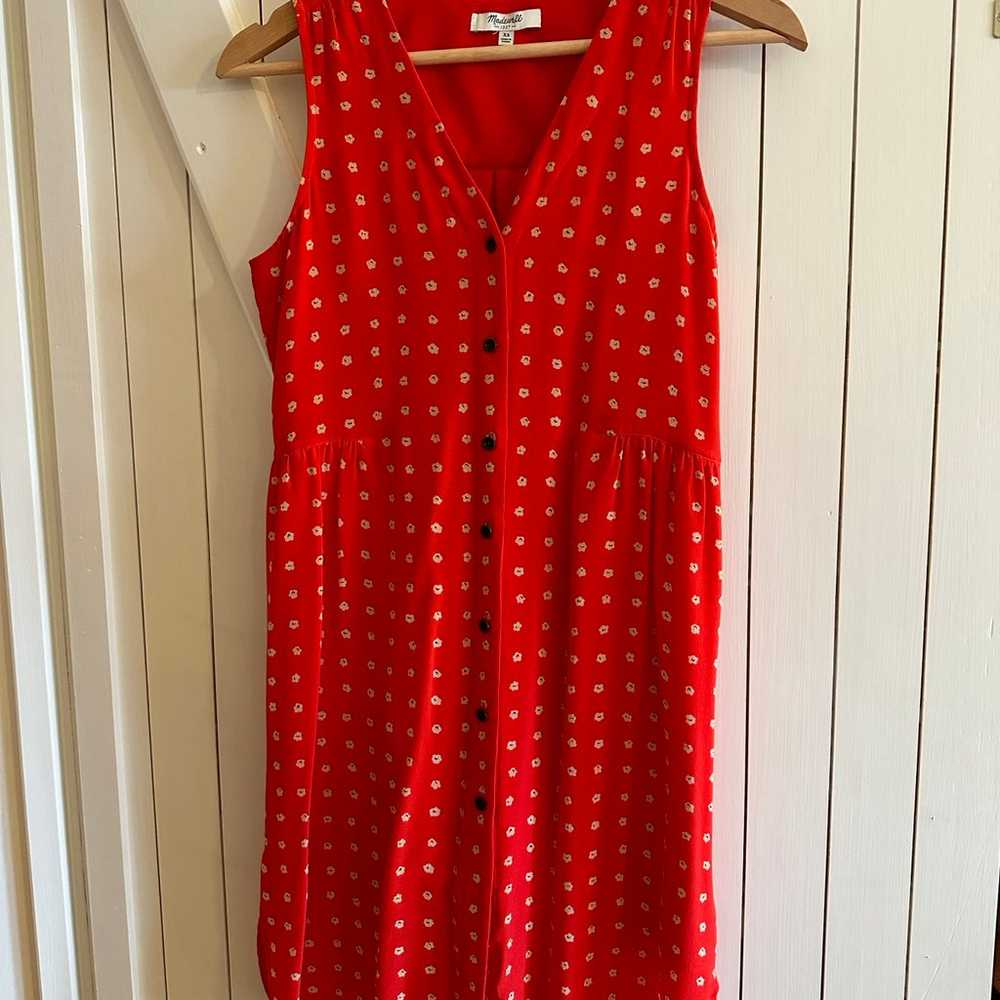Red silk madewell dress xs - image 3