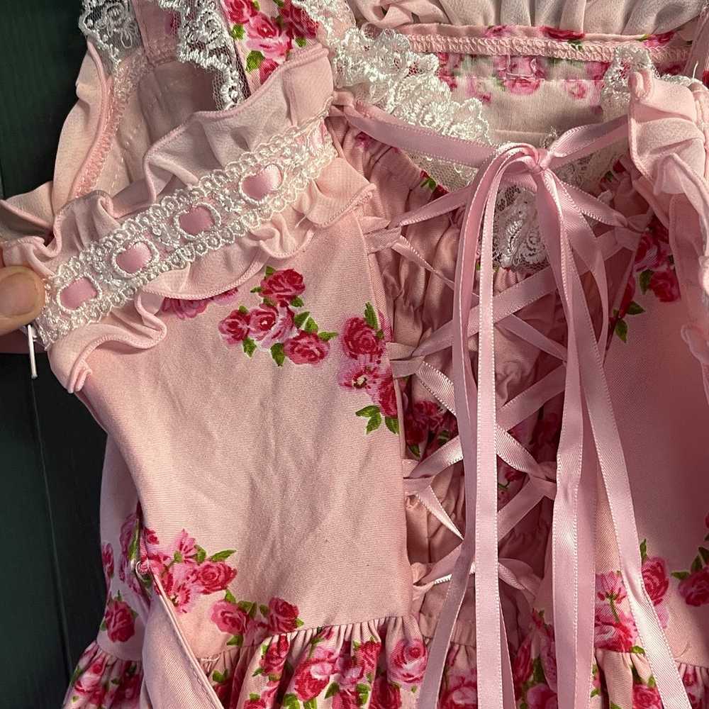 Pink Coquette Maid Lolita Floral Dress Tea Party … - image 6
