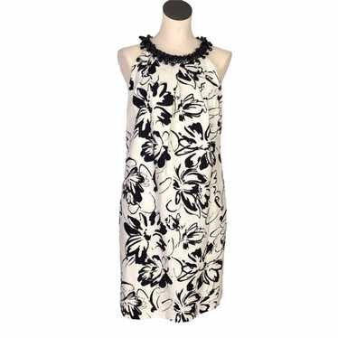 Chetta B Womens 12 Floral Beaded Scoop Neck Dress… - image 1