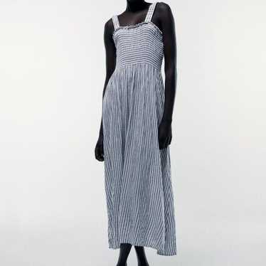Zara Striped Sleeveless Smocked Maxi Dress S - image 1