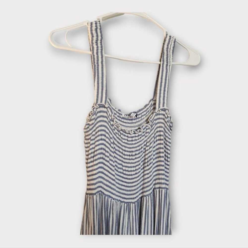 Zara Striped Sleeveless Smocked Maxi Dress S - image 4