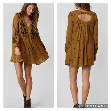 Free People Sweet Tennesee Dress Brown Long Sleev… - image 1